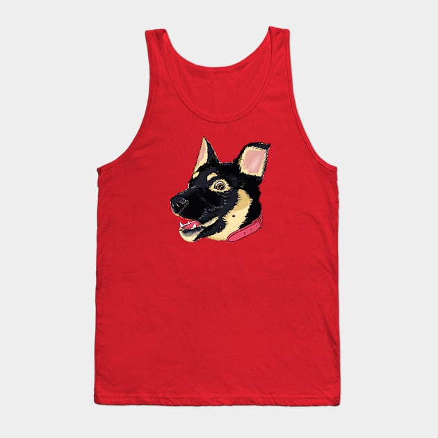 Cute Dog Smiling German Shepherd Puppy Tank Top by Boriana Giormova